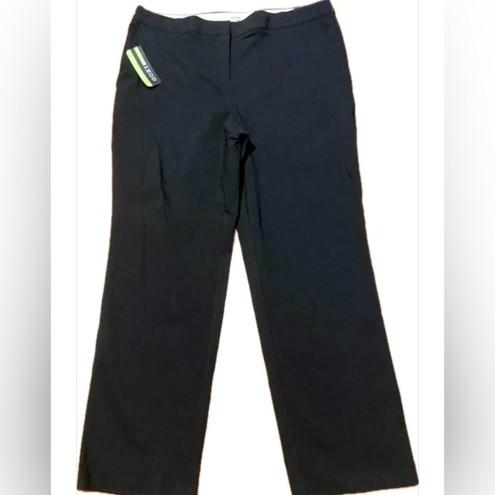 NWT Izod Golf straight leg black pants. Size 16 R. Rayon/Nylon/Spandex.